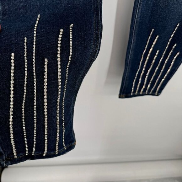 C.1948 Denim Mid-Rise Rhinestone Embellished Ankle Jeans Size 12 pockets stretch - Picture 6 of 12